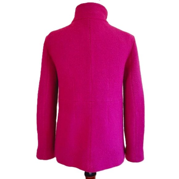 Lands End Boiled Wool Pea Coat Fuchsia Magenta 4P - Picture 2 of 11